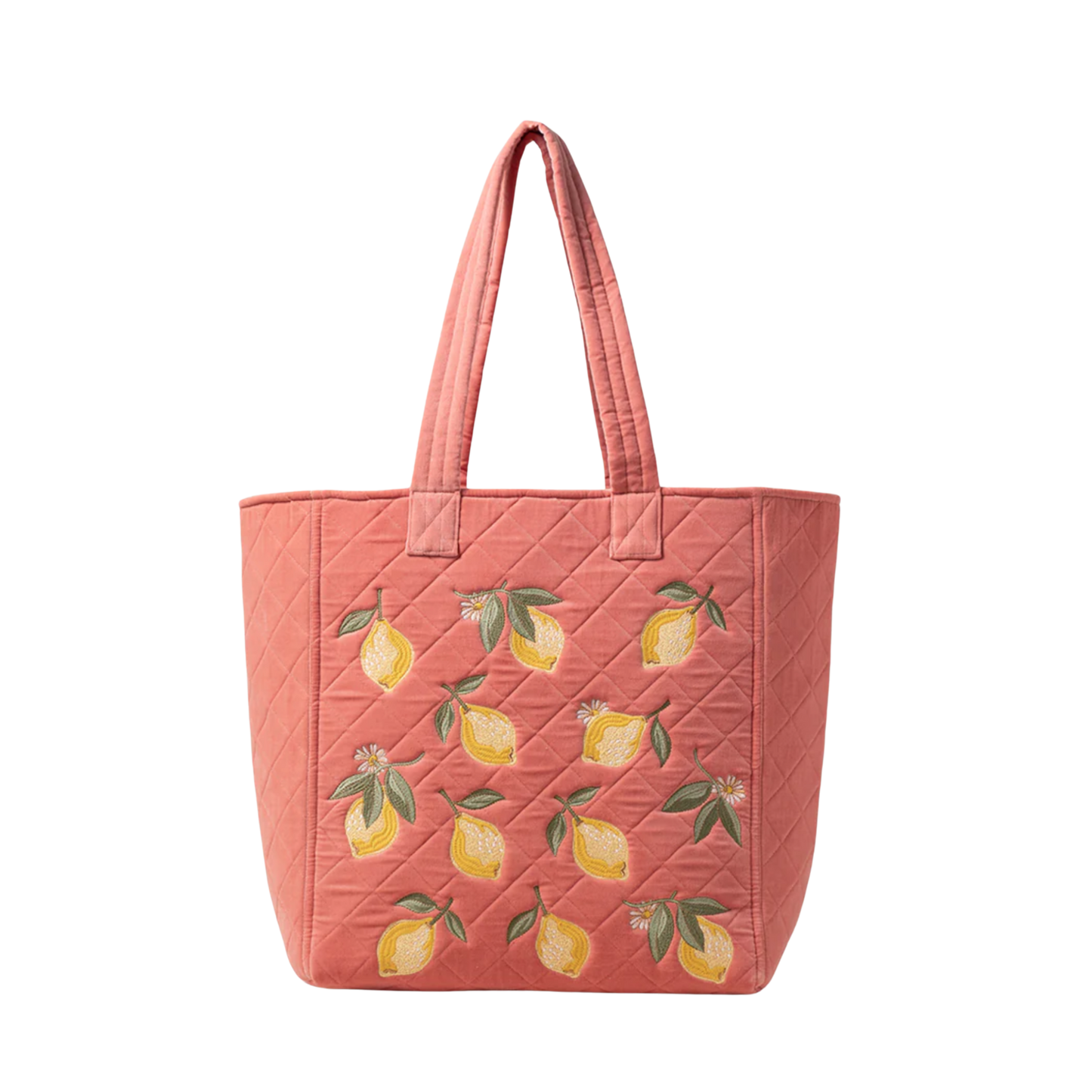 Lemons Coral Velvet Tote Bag